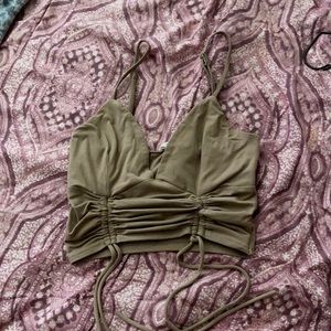Light brown cropped spaghetti strap in size Small